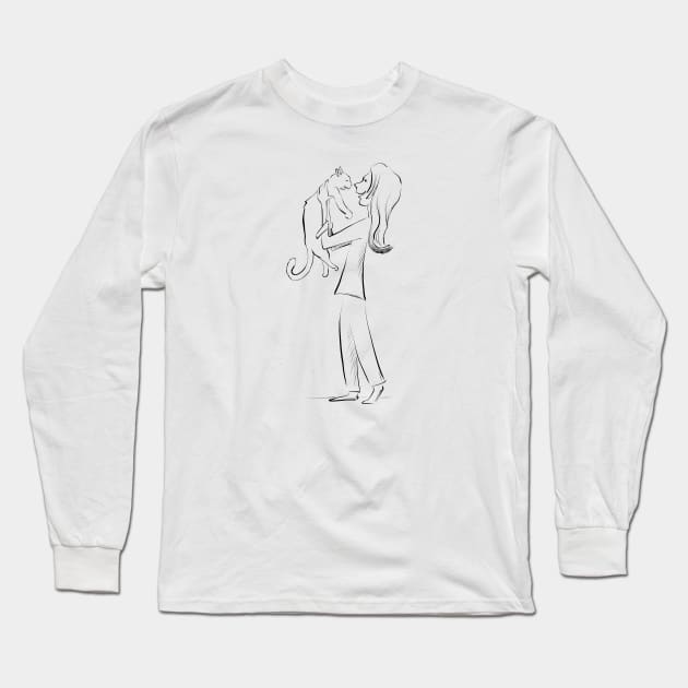 Kitty Cat Chat Long Sleeve T-Shirt by Jason's Doodles